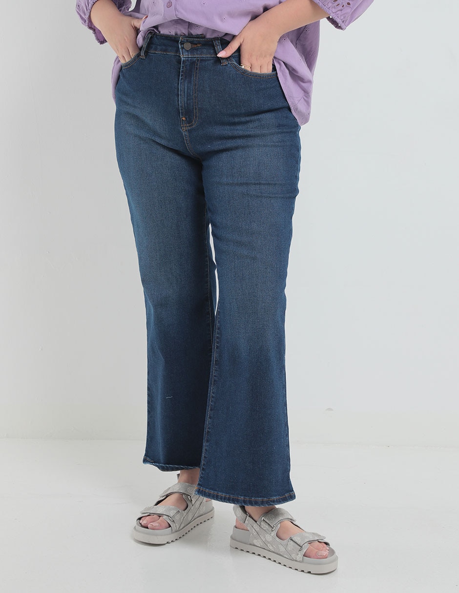 Jeans campana corte cintura para mujer 1