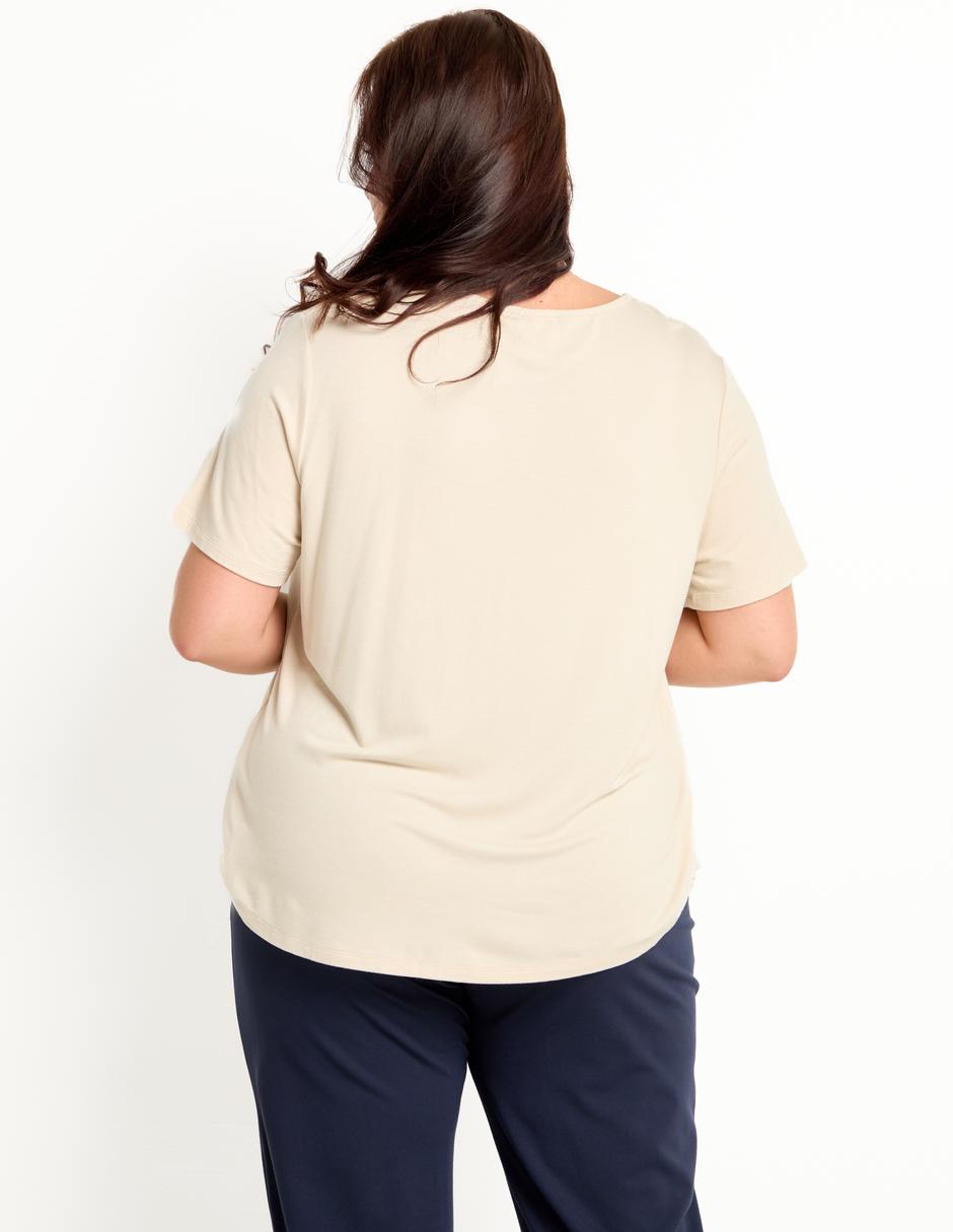 Playera manga corta cuello V para mujer 2