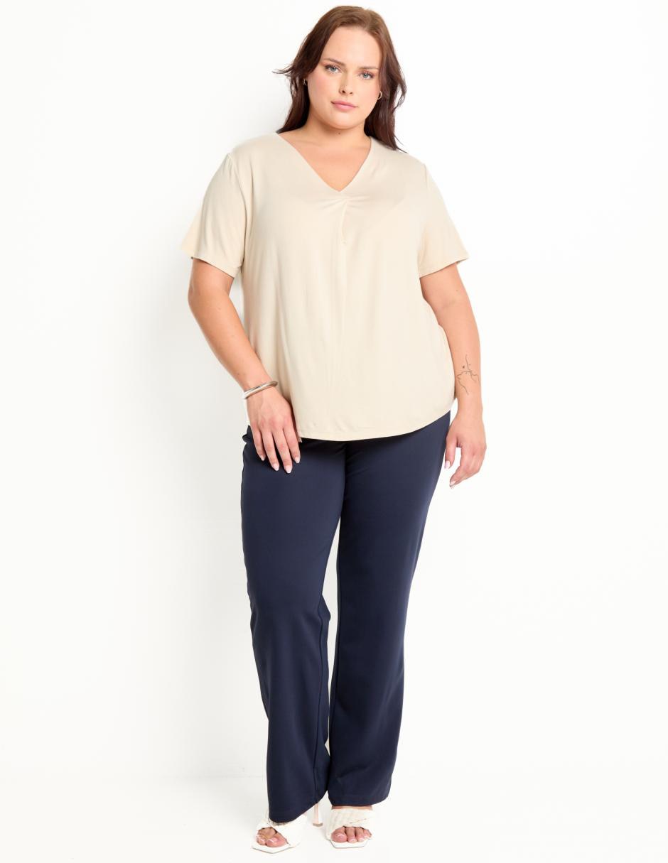 Playera manga corta cuello V para mujer 3