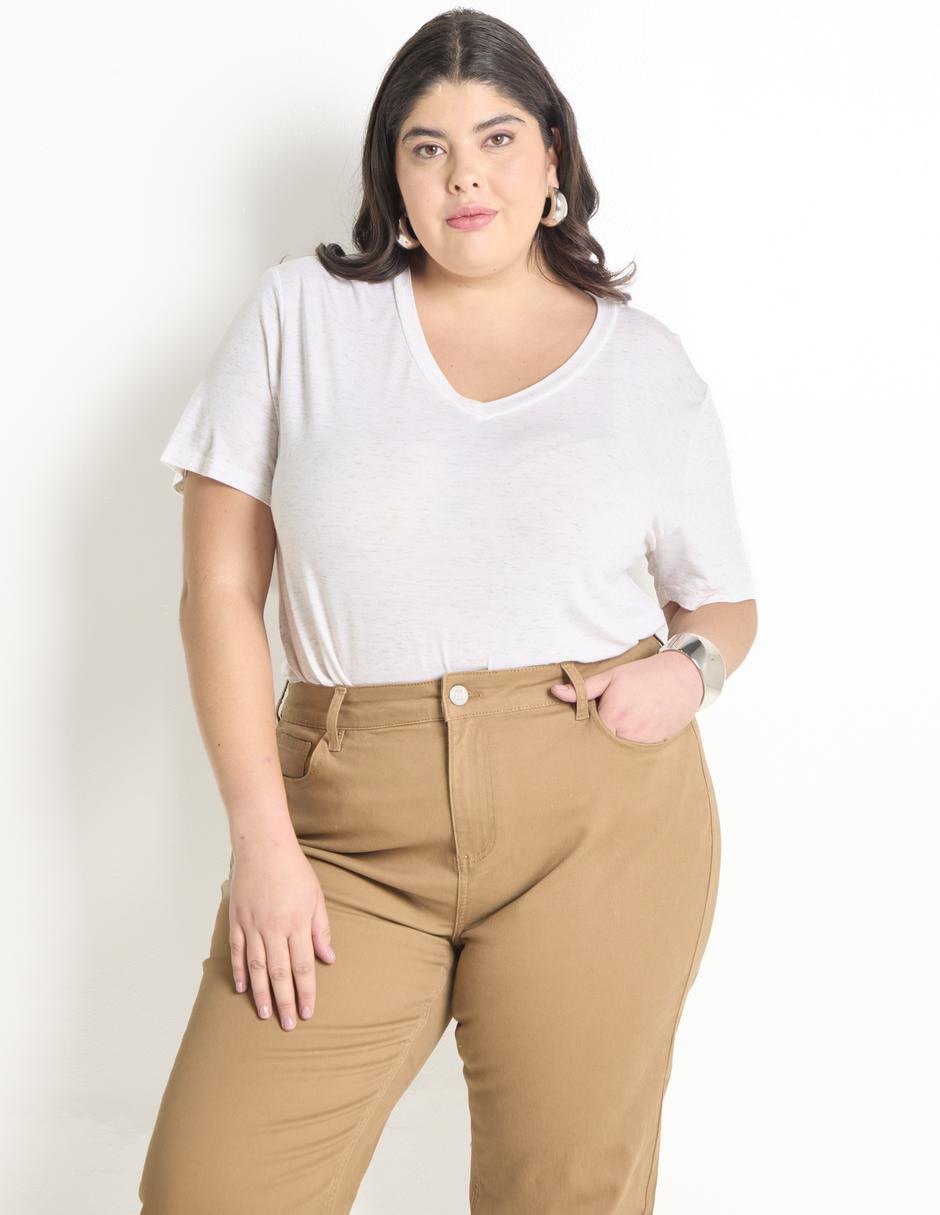 Playera manga corta cuello V para mujer Playera manga corta cuello V para mujer