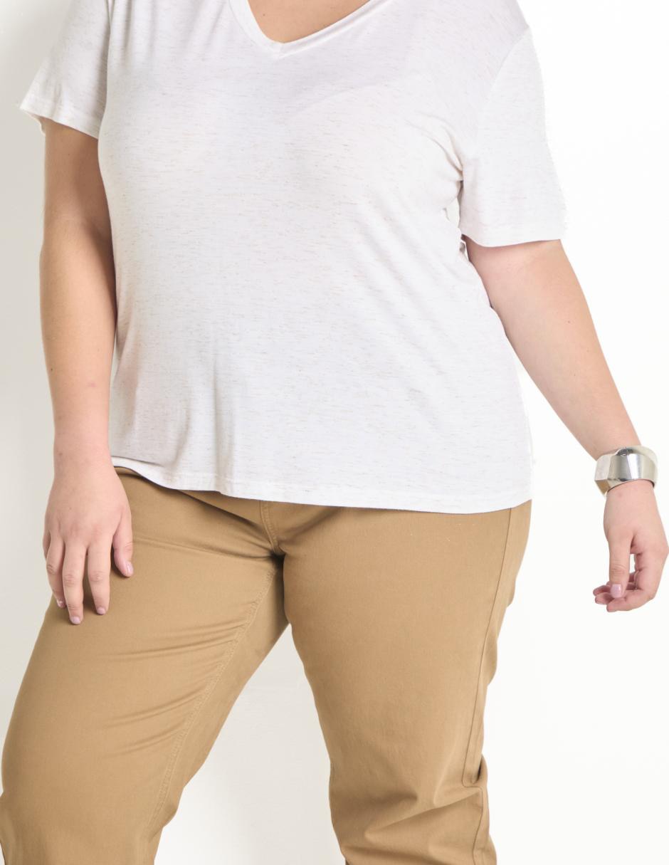 Playera manga corta cuello V para mujer 5