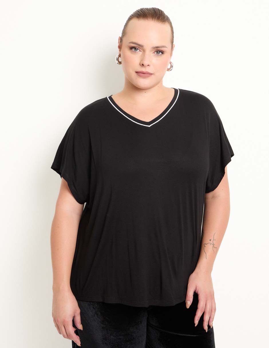 Playera manga corta cuello V para mujer Playera manga corta cuello V para mujer
