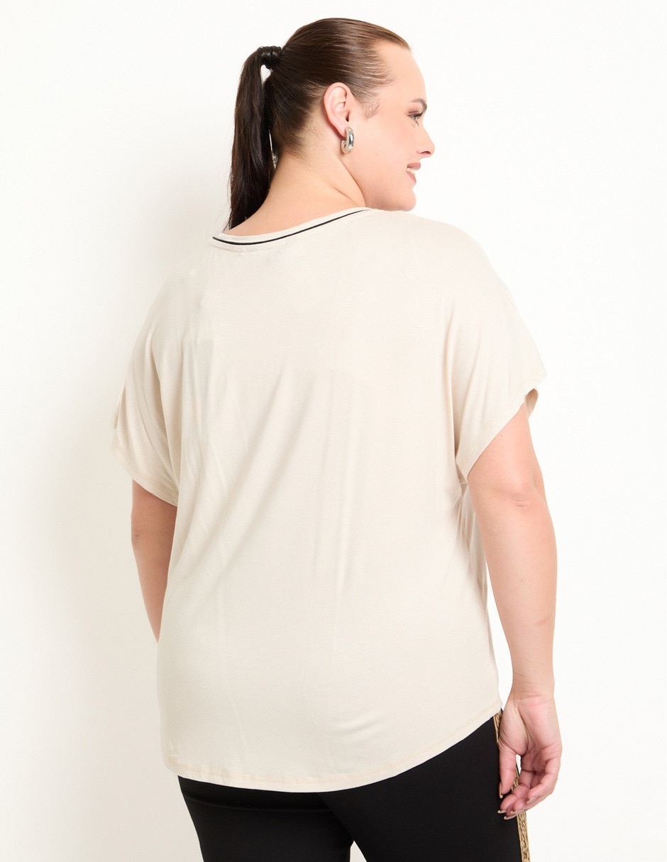 Playera manga corta cuello V para mujer 2