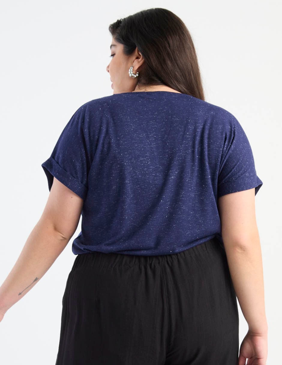 Blusa manga corta cuello redondo para mujer 2