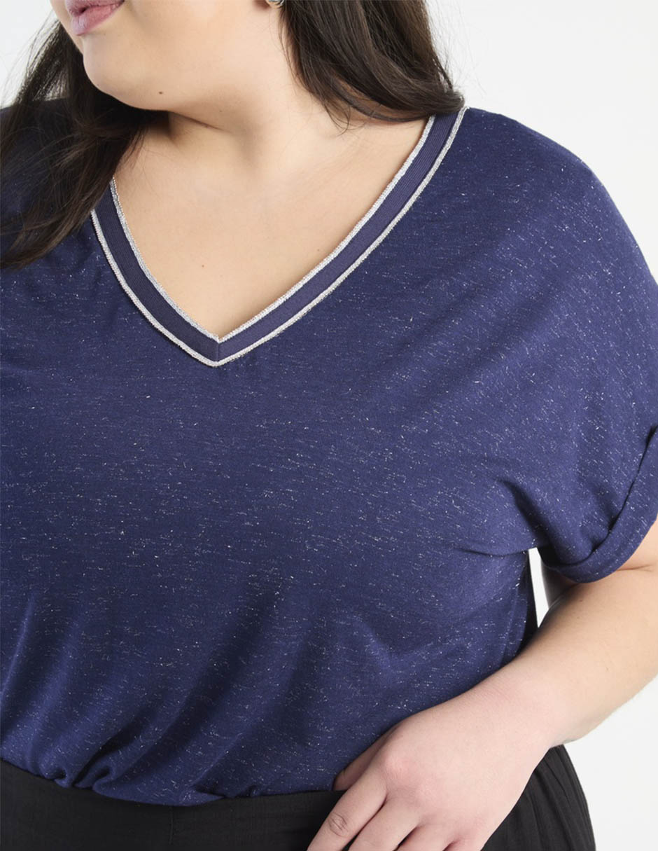 Blusa manga corta cuello redondo para mujer 4