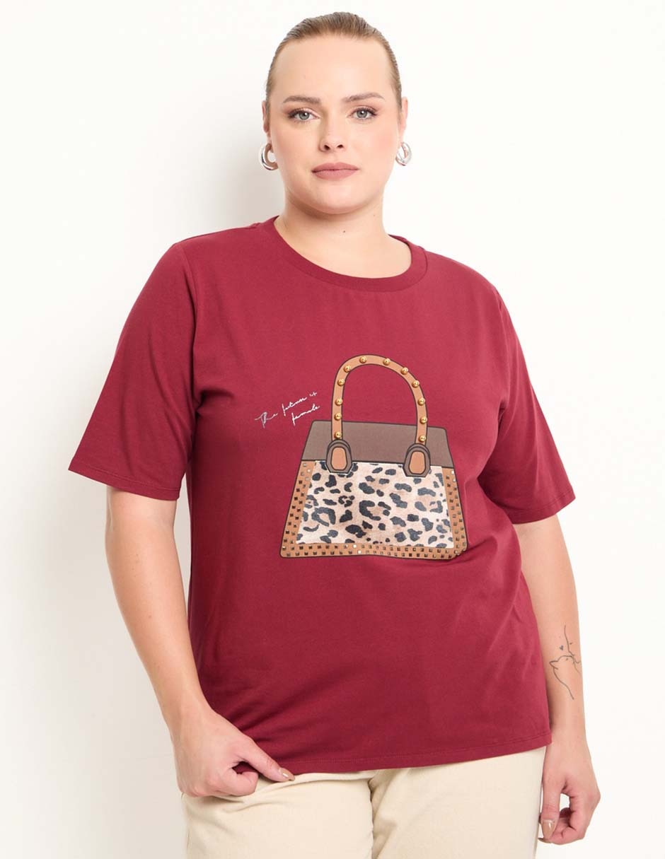 Playera manga corta cuello redondo para mujer