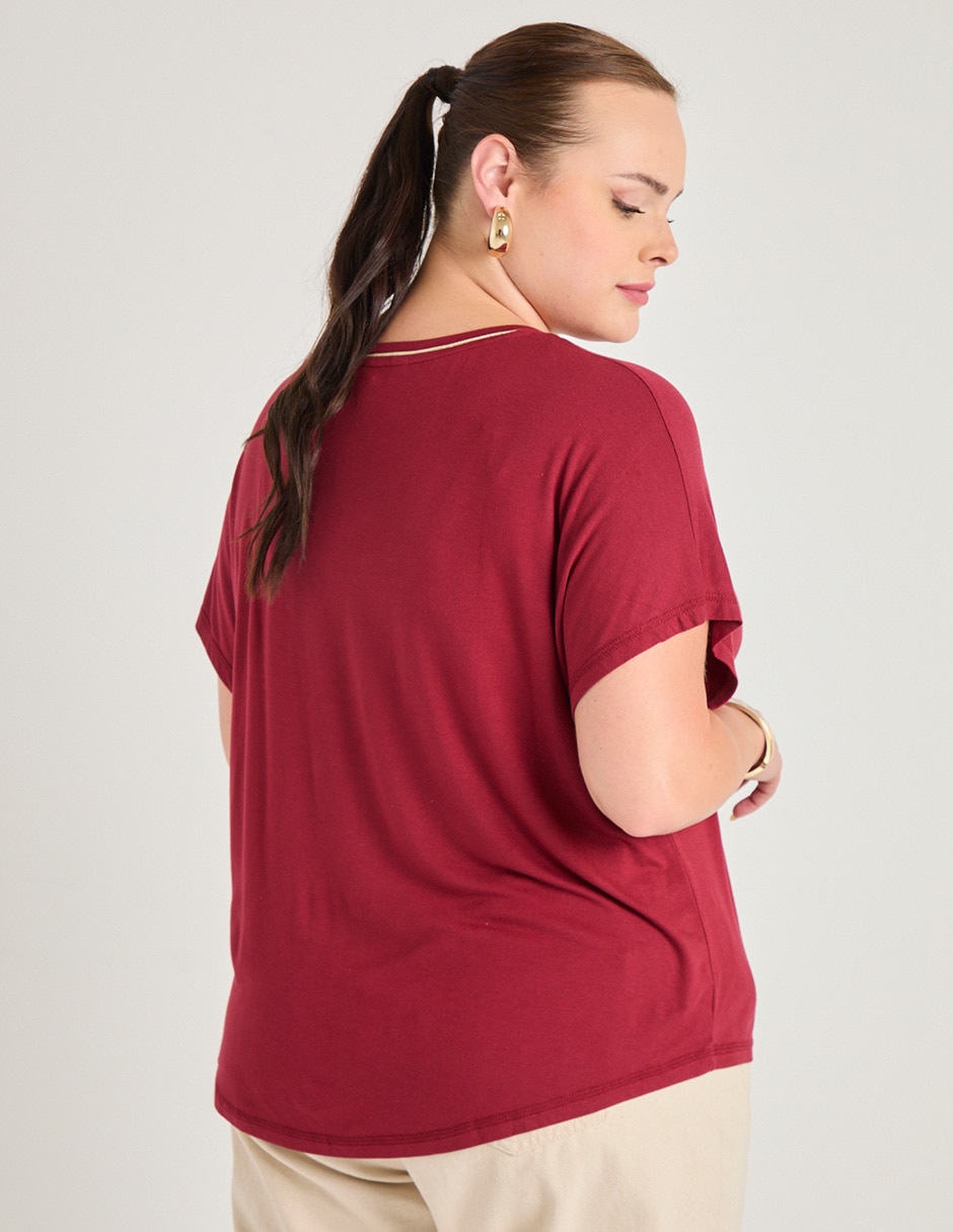 Playera manga corta cuello v para mujer 2