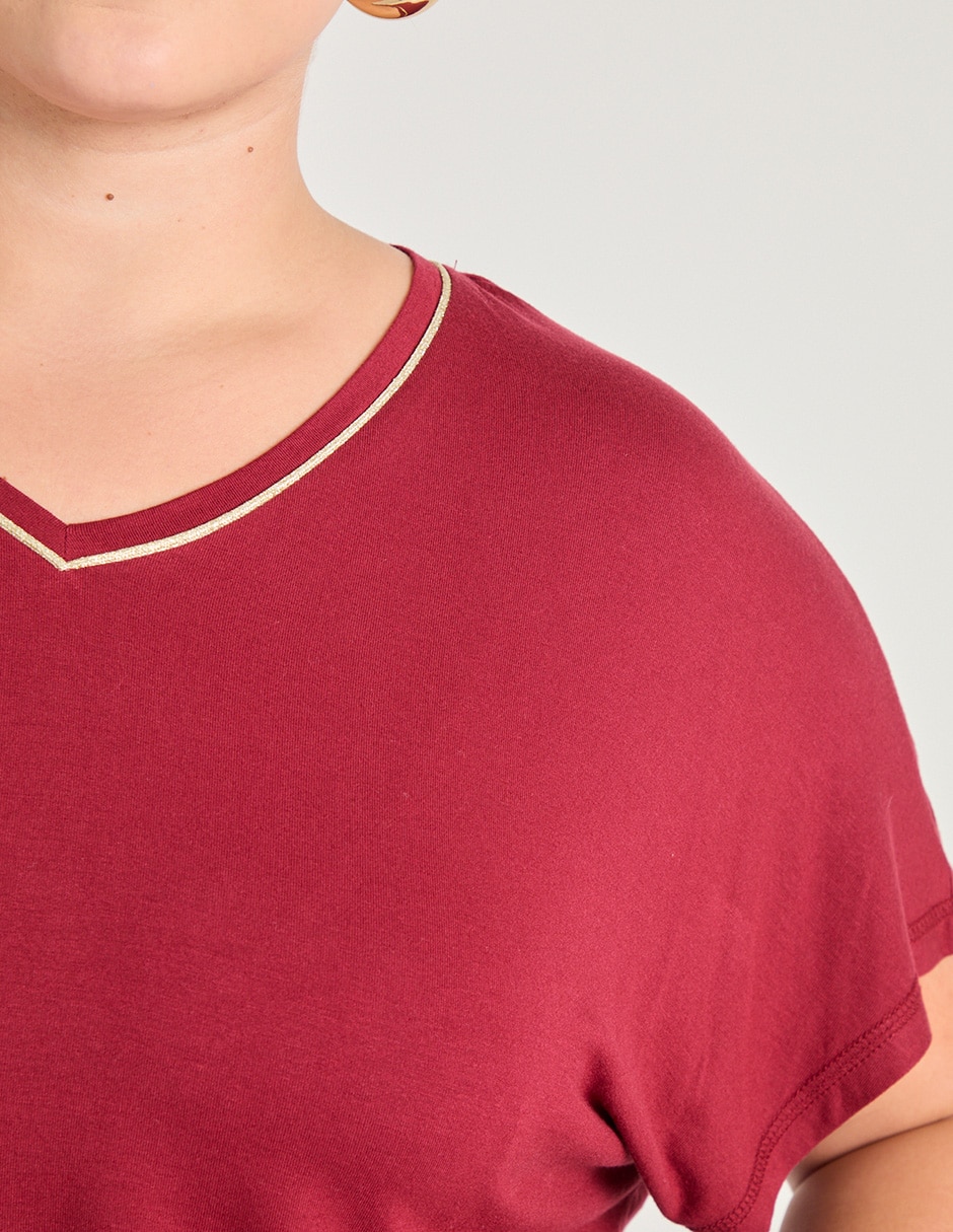 Playera manga corta cuello v para mujer 4