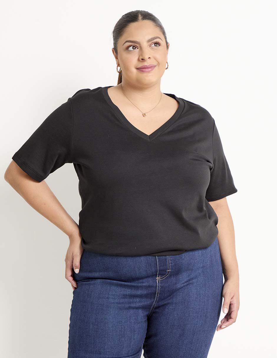 Playera manga corta cuello v para mujer Playera manga corta cuello v para mujer