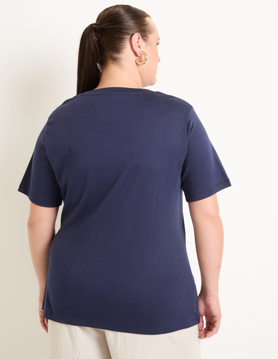 Playera manga corta cuello v para mujer 2