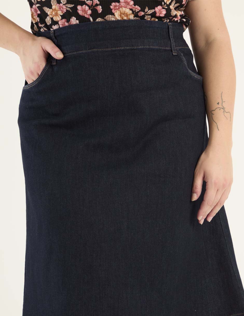 Falda midi de mezclilla a la cintura 4
