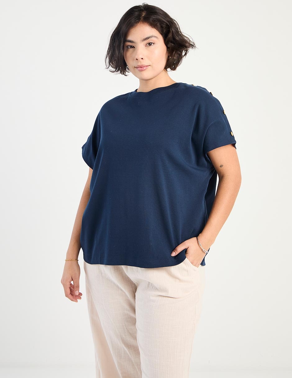 Playera manga corta cuello redondo para mujer