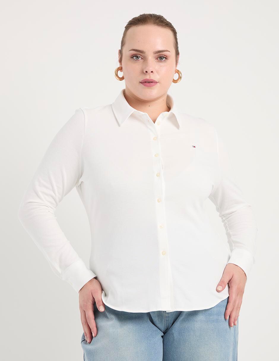 Camisa Tommy Plus de algodón manga larga para mujer