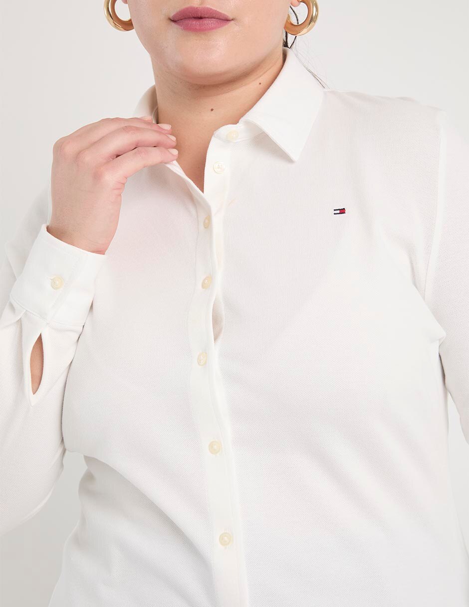 Camisa Tommy Plus de algodón manga larga para mujer 4