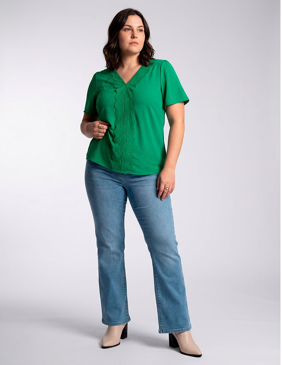 BLUSA LIEB PLUS L, 2X, VERDE ESMERALDA