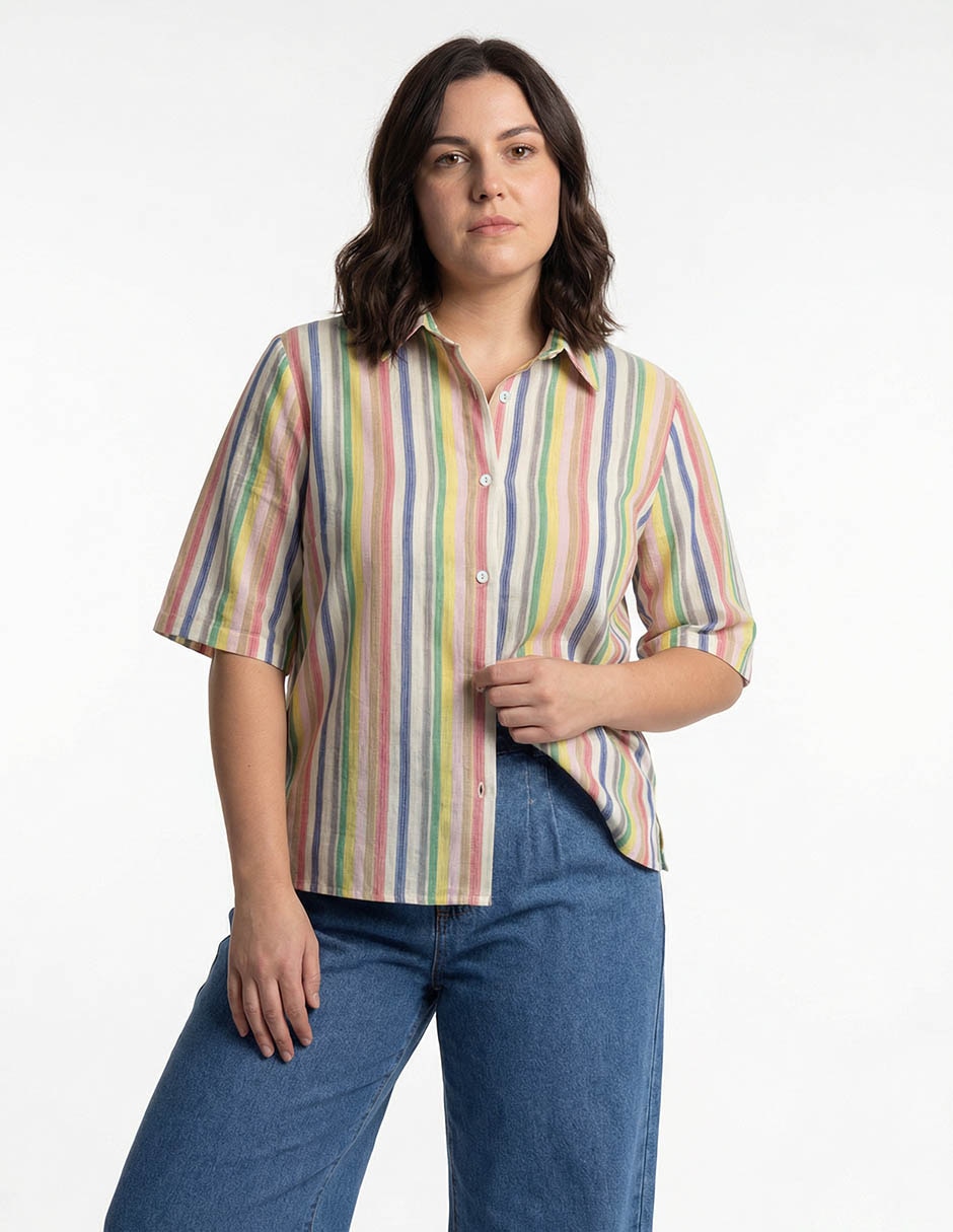 Blusa camisera manga 3/4 para mujer