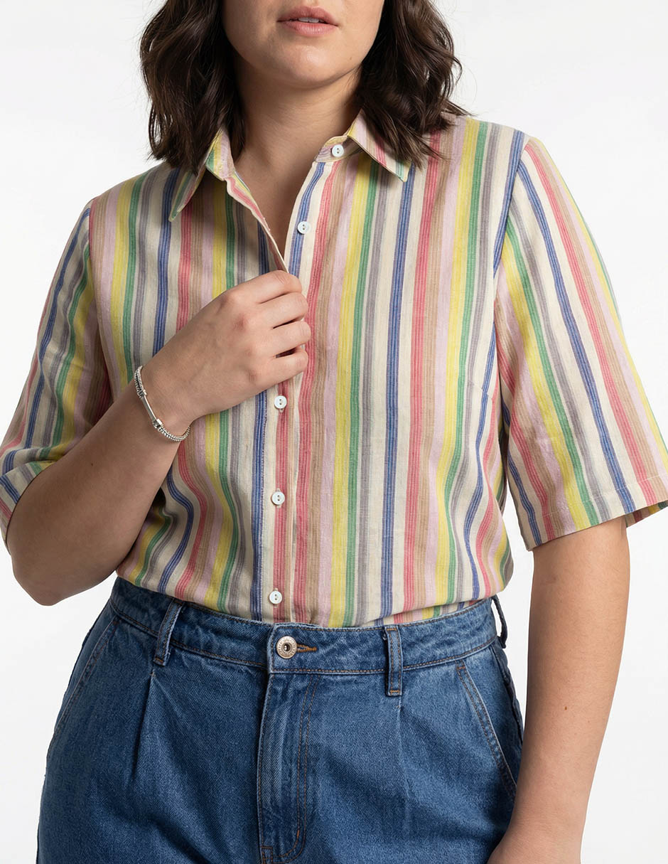 Blusa camisera manga 3/4 para mujer 4