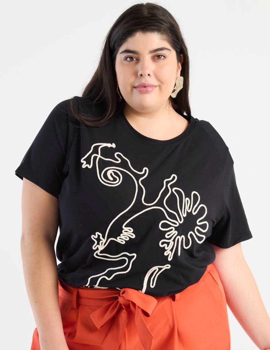 Playera manga corta cuello redondo para mujer