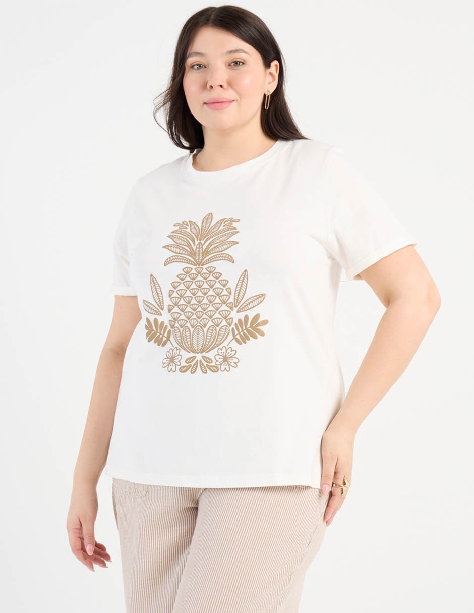 Playera manga corta cuello redondo para mujer