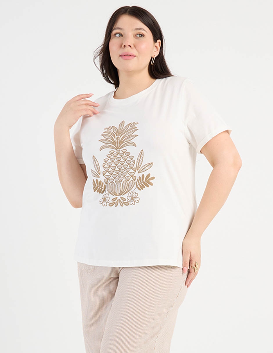 Playera manga corta cuello redondo para mujer 2
