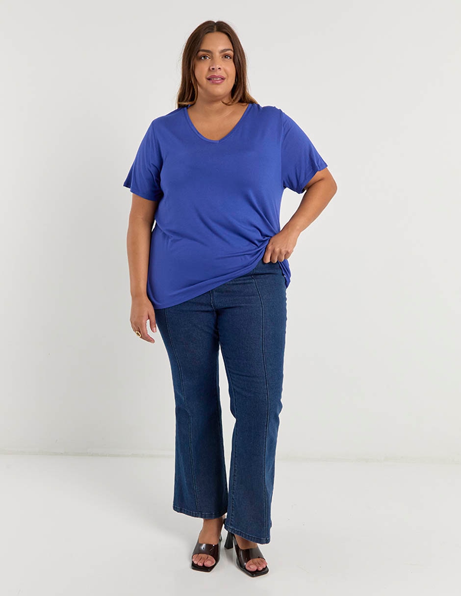 Playera manga corta cuello v para mujer 2