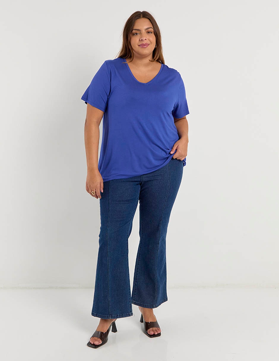Playera manga corta cuello v para mujer 3