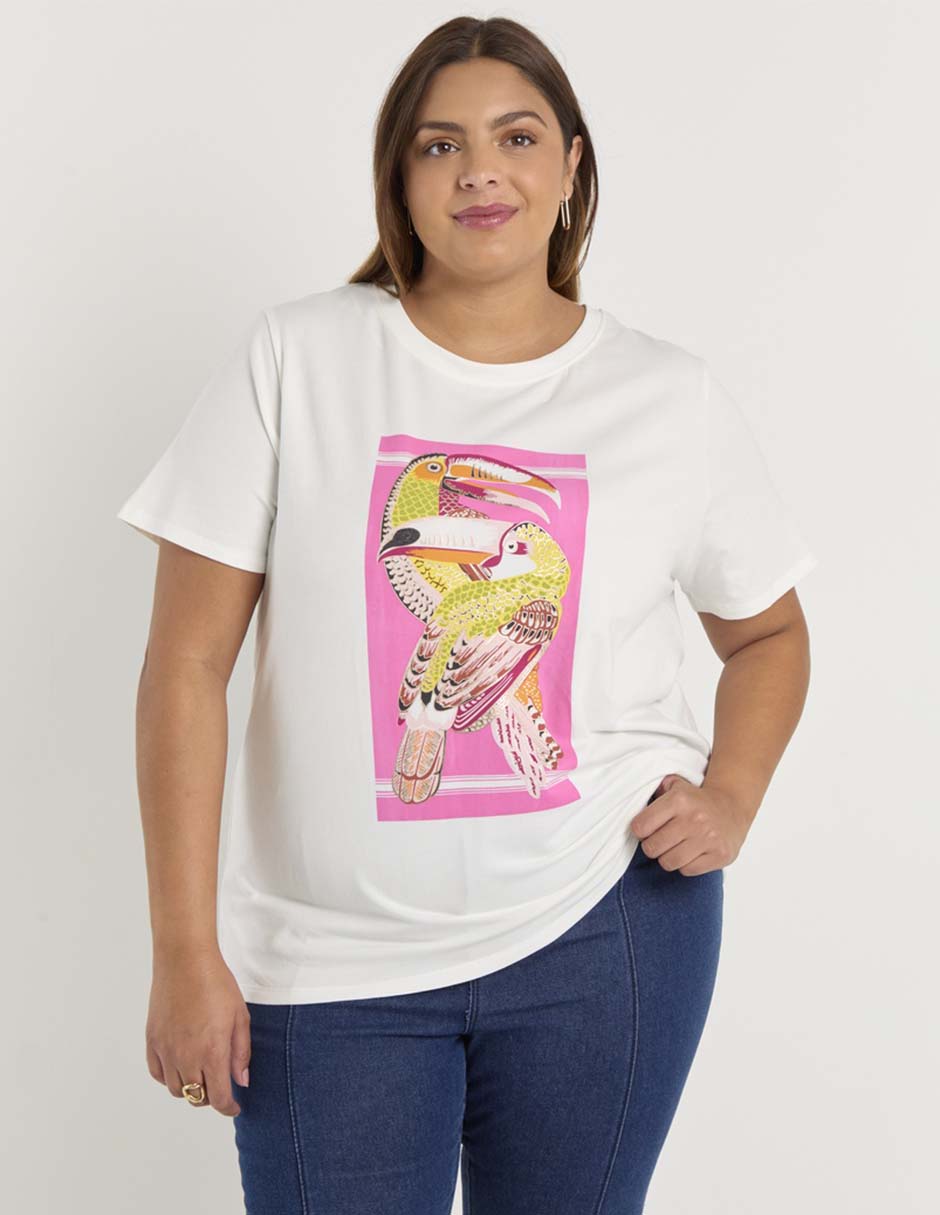 Playera manga corta cuello redondo para mujer