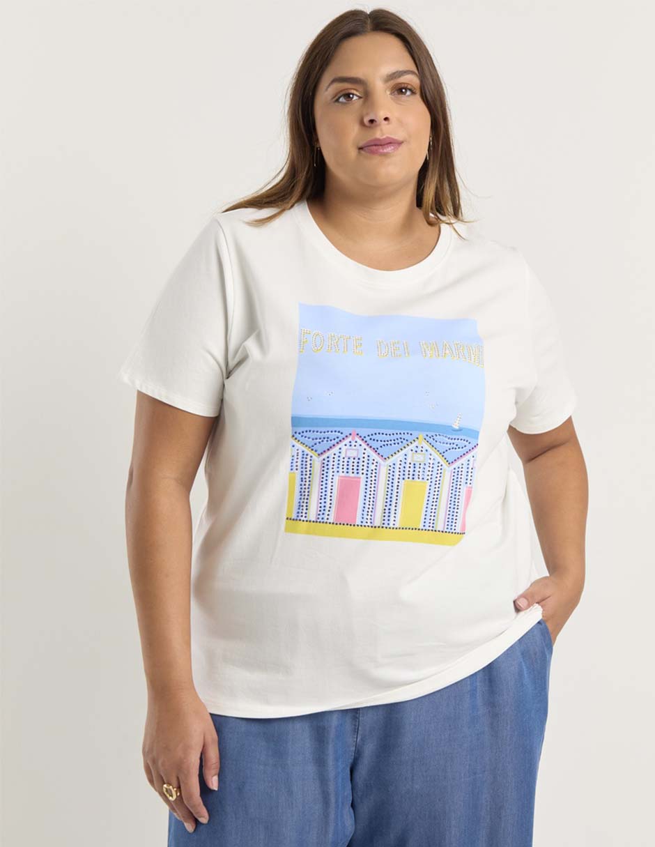 Playera manga corta cuello redondo para mujer