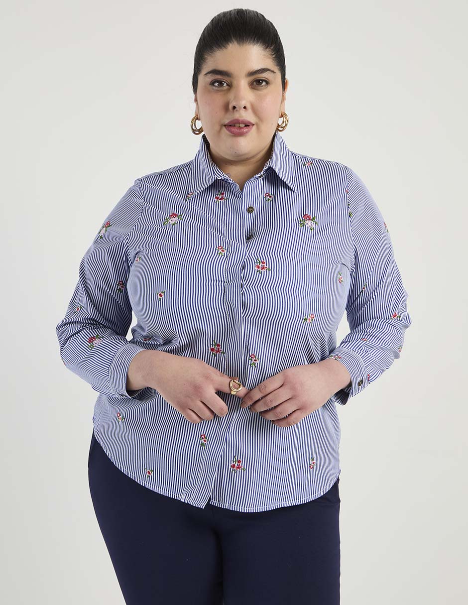 Blusa camisera Lieb Plus manga larga para mujer