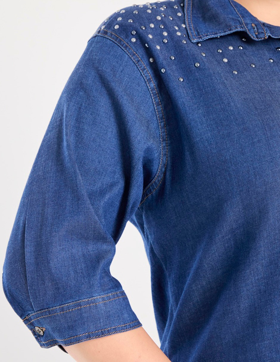 Blusa camisera manga 3/4 para mujer 4