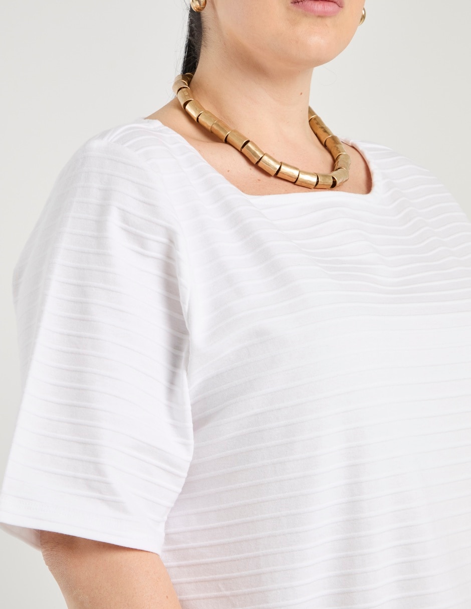Playera manga al codo cuello redondo para mujer 5