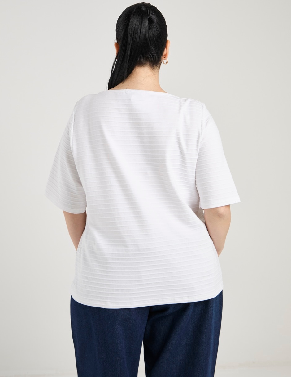 Playera manga al codo cuello redondo para mujer 6