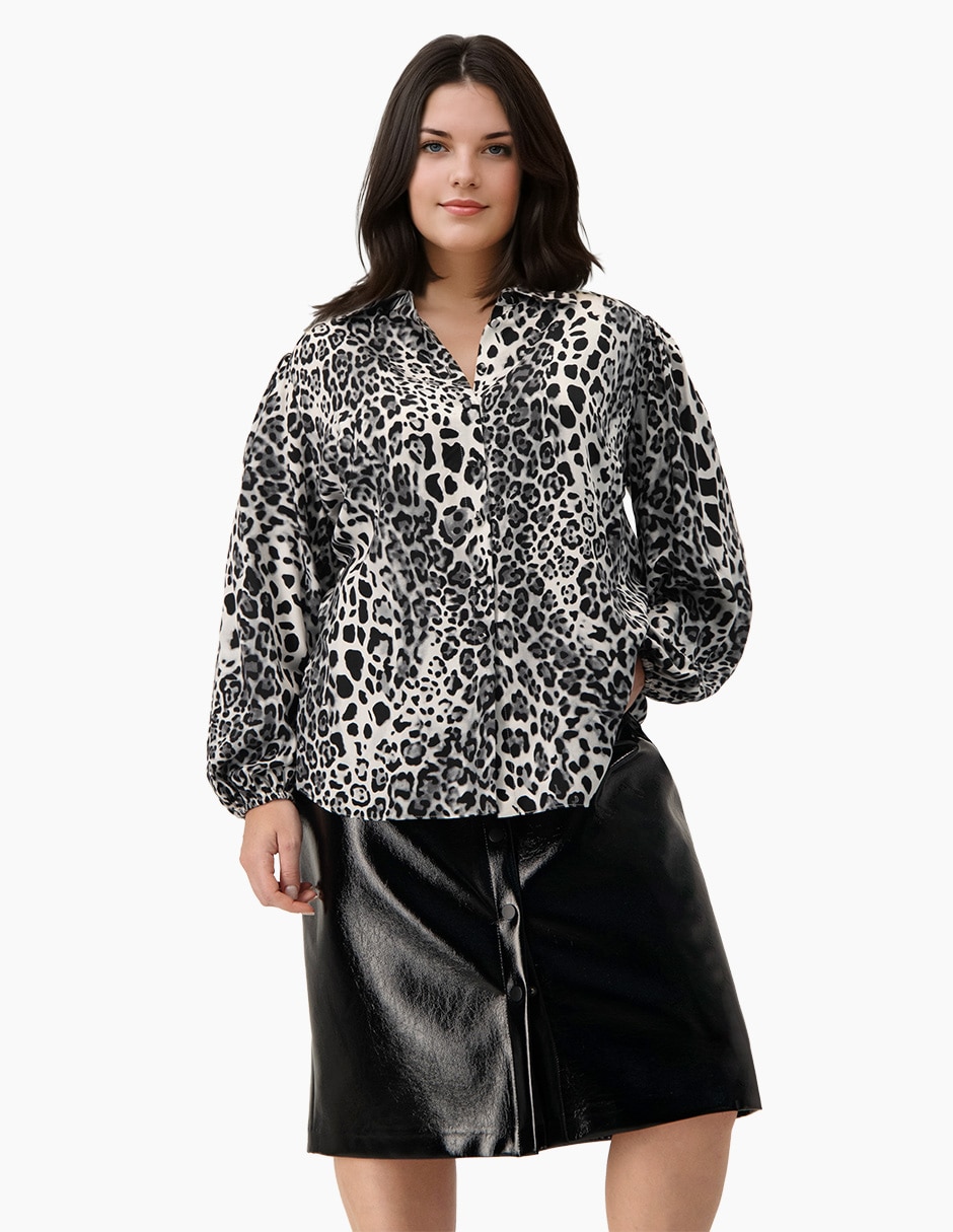 Blusa camisera manga larga para mujer