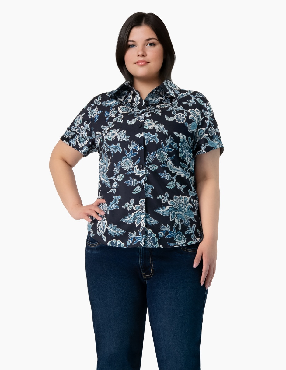 Blusa camisera manga corta para mujer Blusa camisera manga corta para mujer