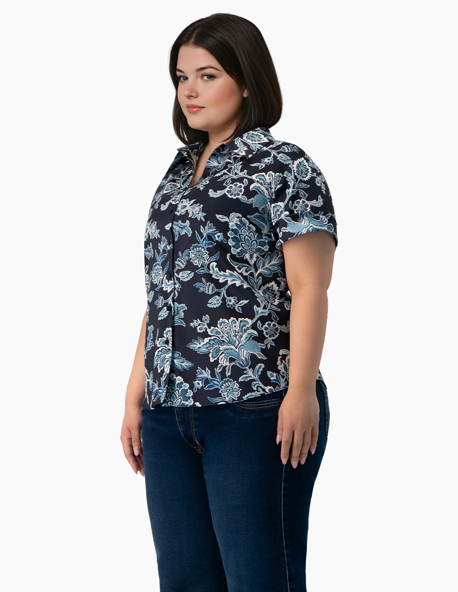 Blusa camisera manga corta para mujer 3