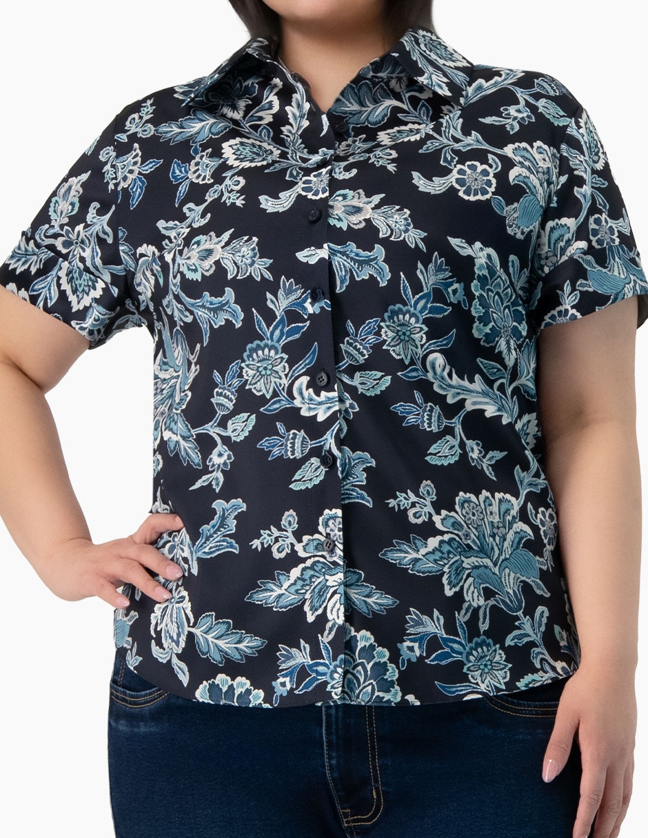 Blusa camisera manga corta para mujer 5
