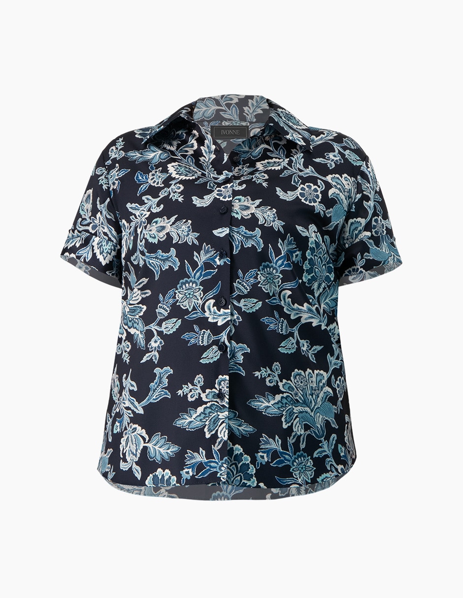 Blusa camisera manga corta para mujer 6