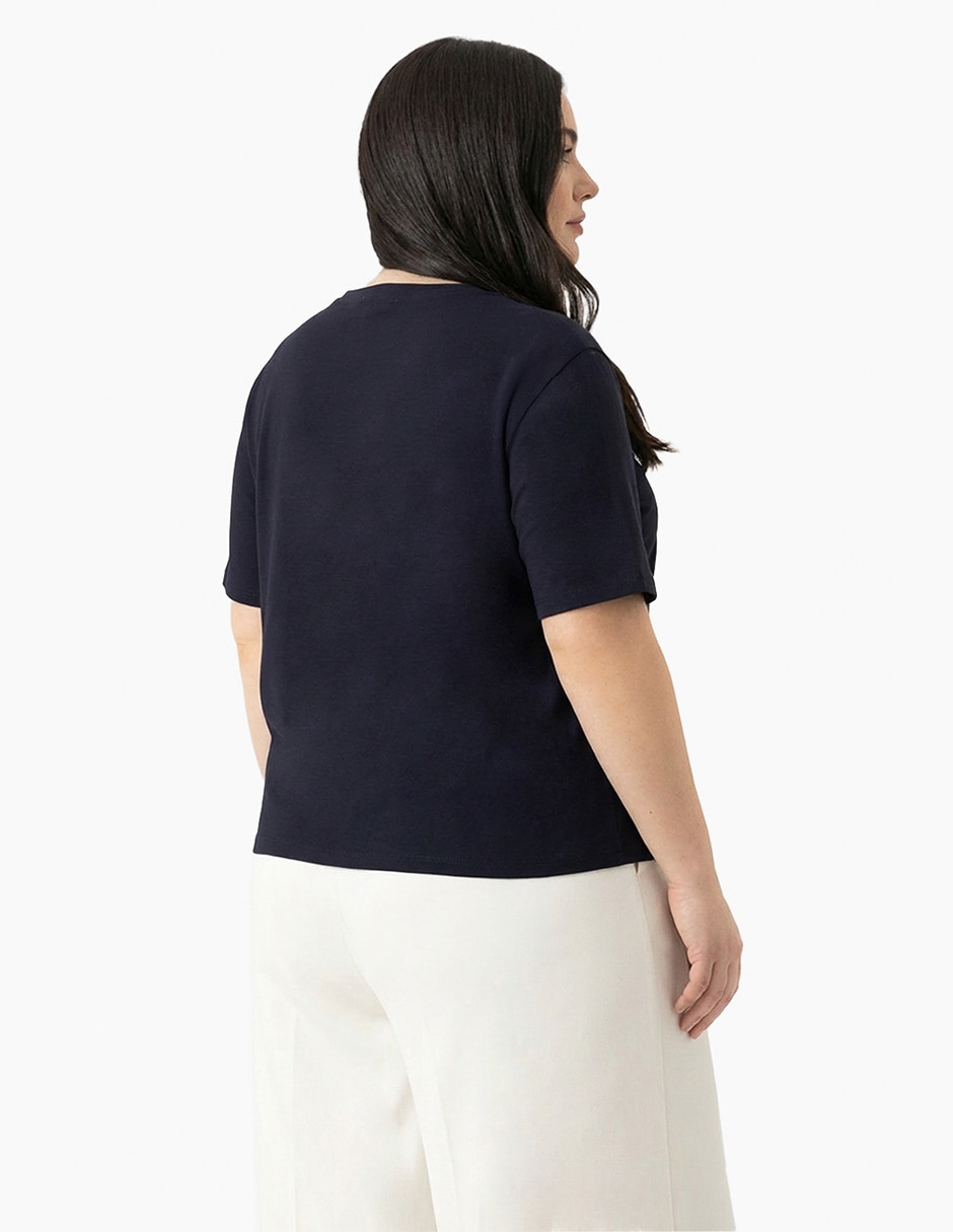 PLAYERA IVONNE PLUS 8, 2X, AZUL MARINO