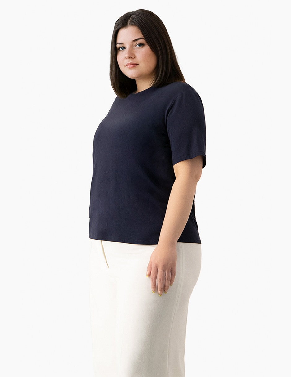 PLAYERA IVONNE PLUS 8, 2X, AZUL MARINO