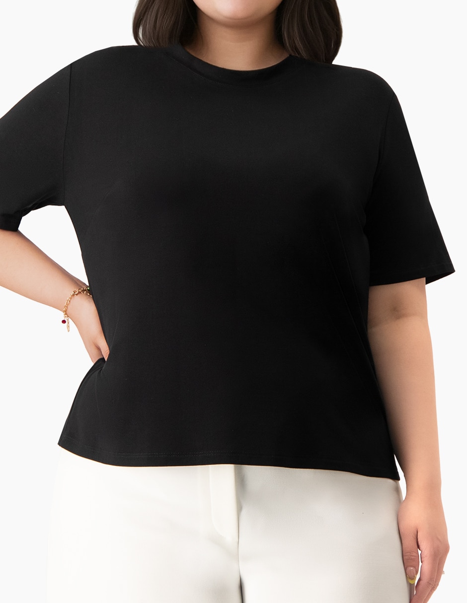 Playera manga corta cuello redondo para mujer 5