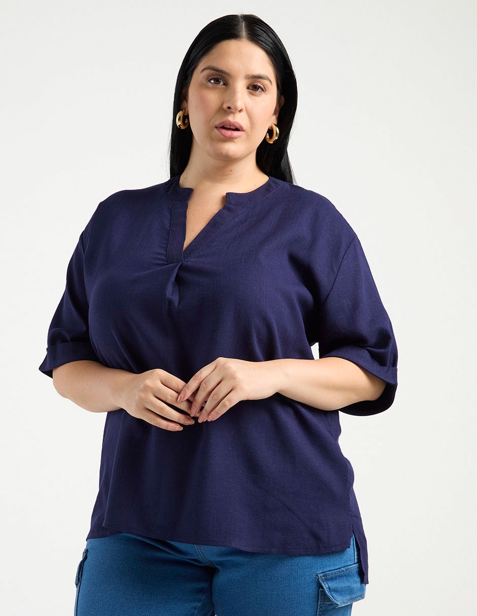 Blusa manga al codo para mujer