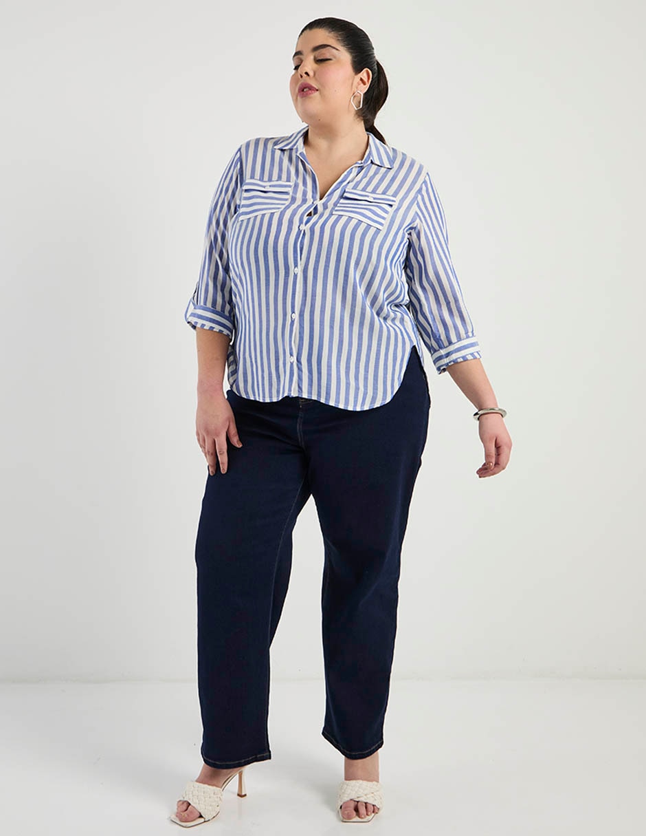 Blusa camisera manga 3/4 para mujer Blusa camisera manga 3/4 para mujer