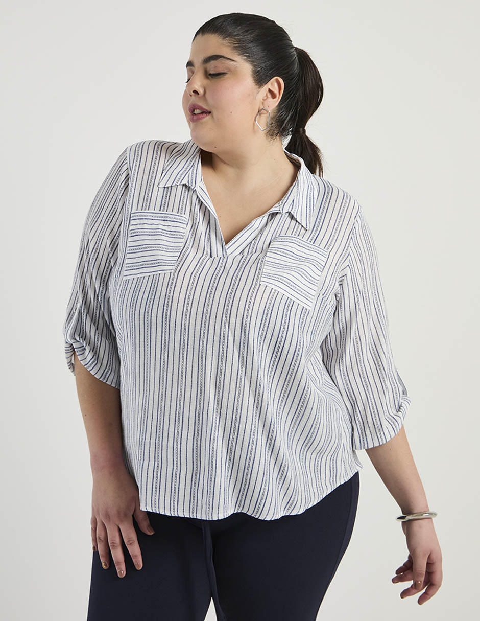 Blusa camisera manga 3/4 para mujer
