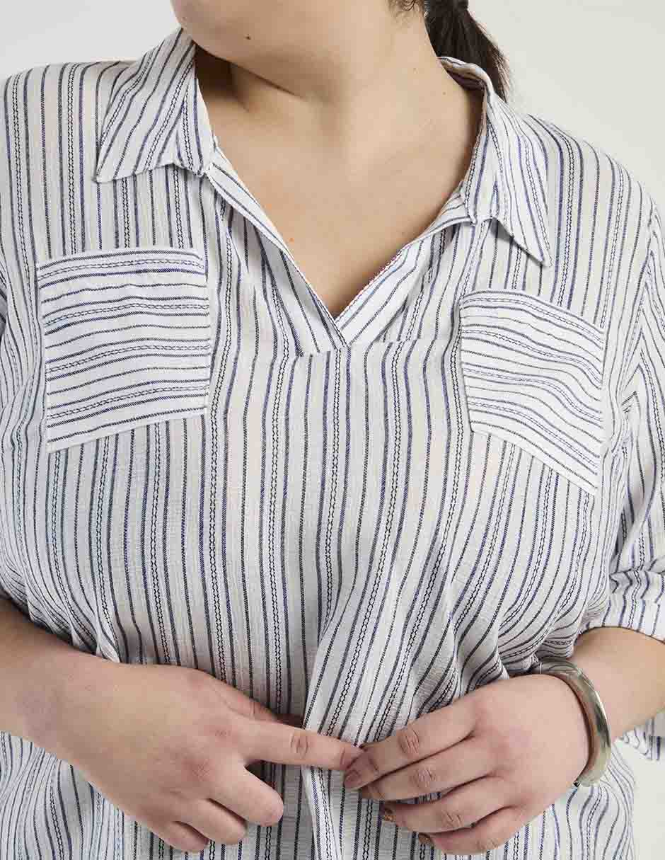 Blusa camisera Davinchy manga 3/4 para mujer