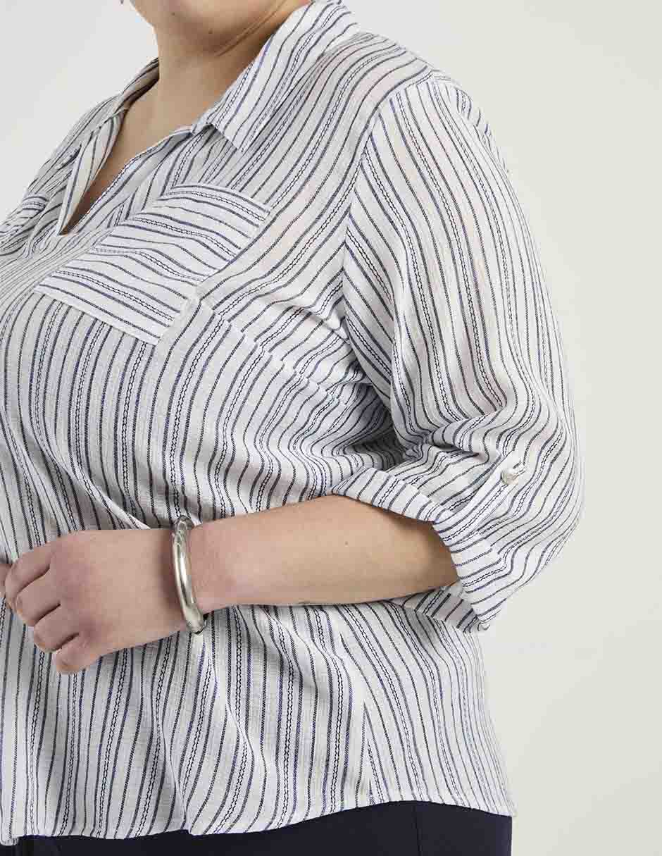 Blusa camisera Davinchy manga 3/4 para mujer