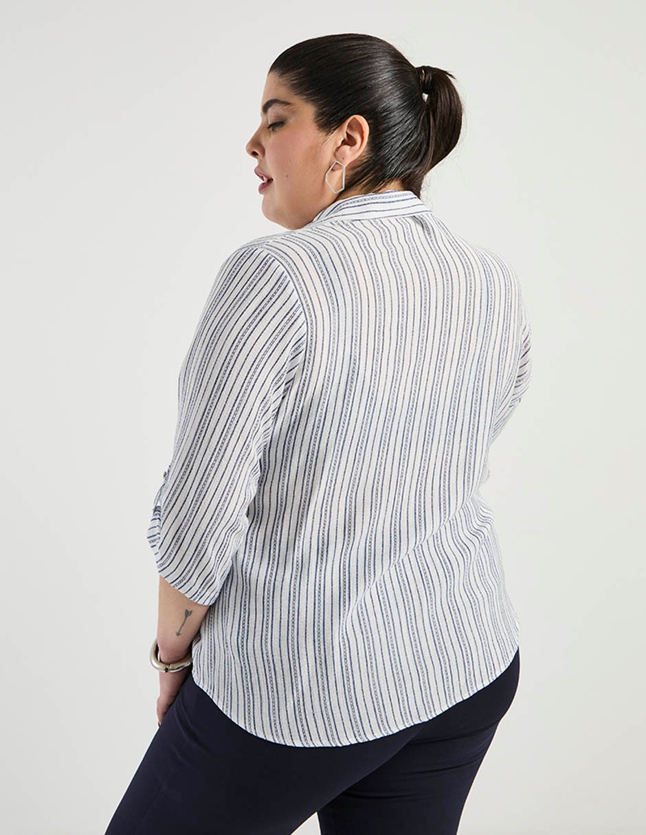 Blusa camisera Davinchy manga 3/4 para mujer