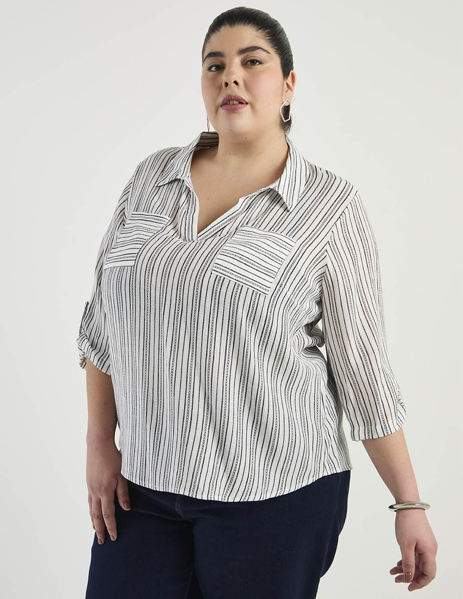 Blusa camisera manga 3/4 para mujer