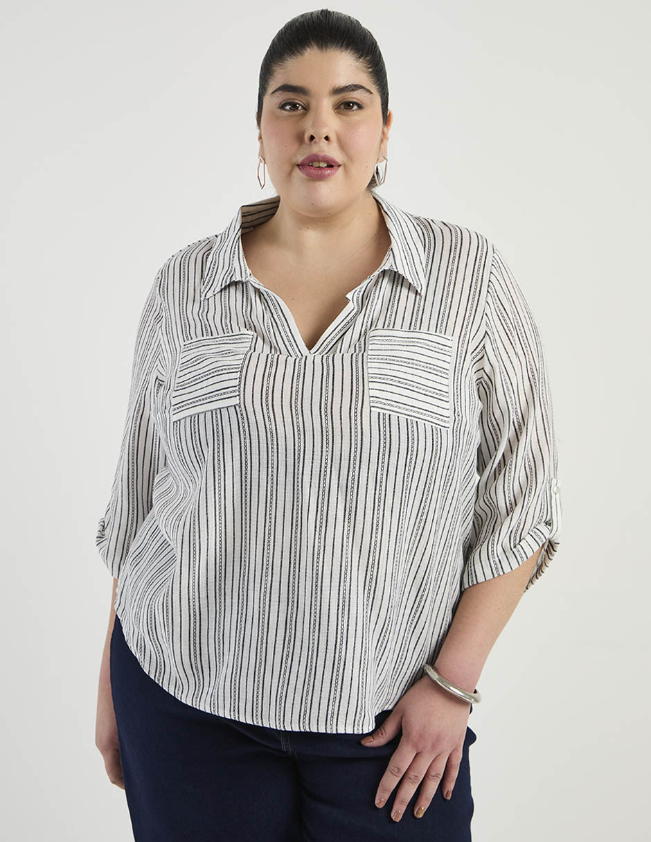 Blusa camisera manga 3/4 para mujer 2