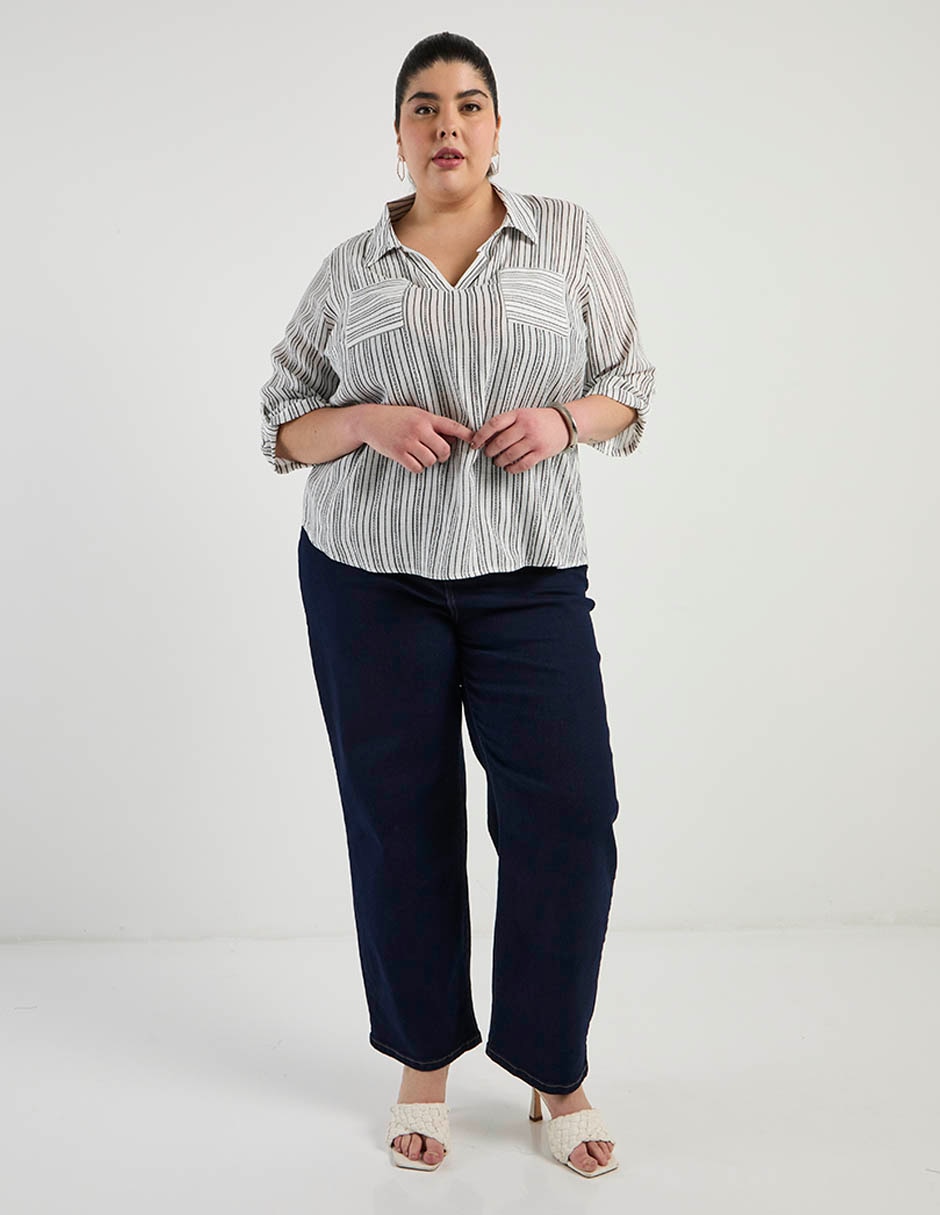 Blusa camisera manga 3/4 para mujer 3
