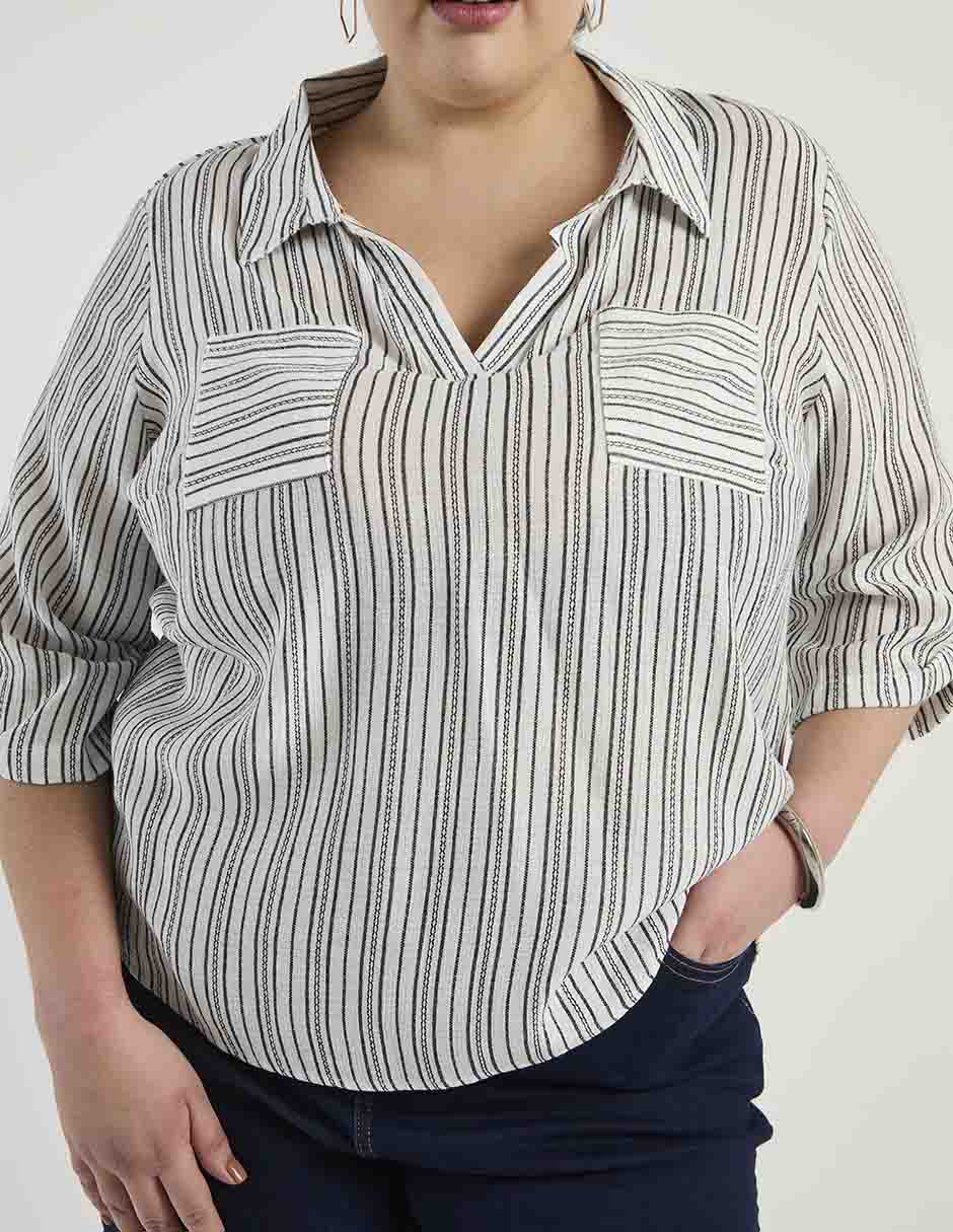 Blusa camisera manga 3/4 para mujer 5